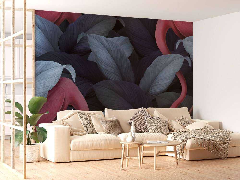 Flamingoer med blader