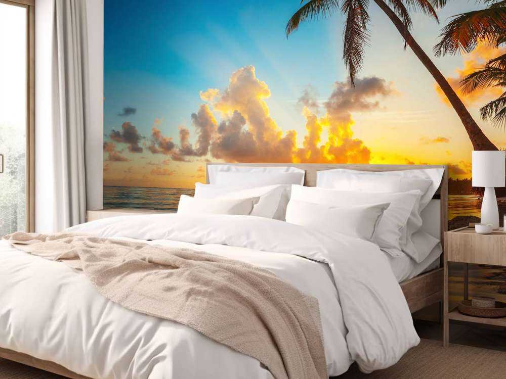 Solnedgang med palmer