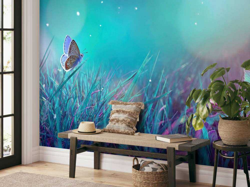 Sommerfugl om morgenen dugg