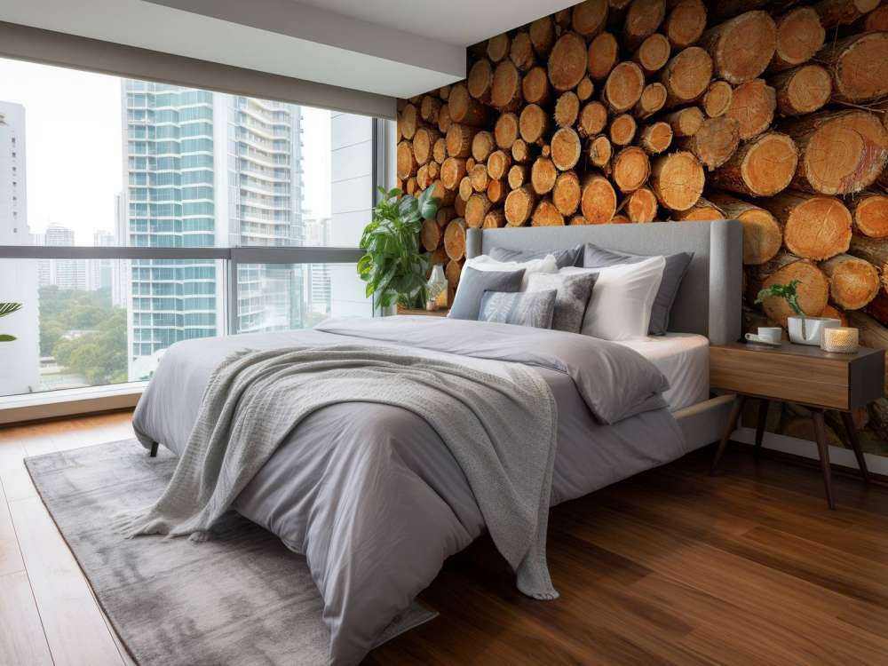 Haug med mørke trestammer