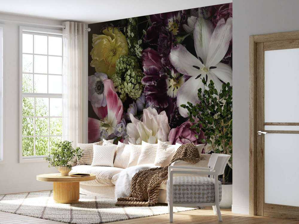 Fargerike blomster mørk