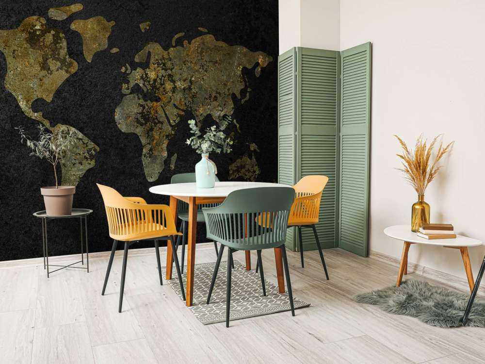 Verdenskart med gullgrønn tekstur