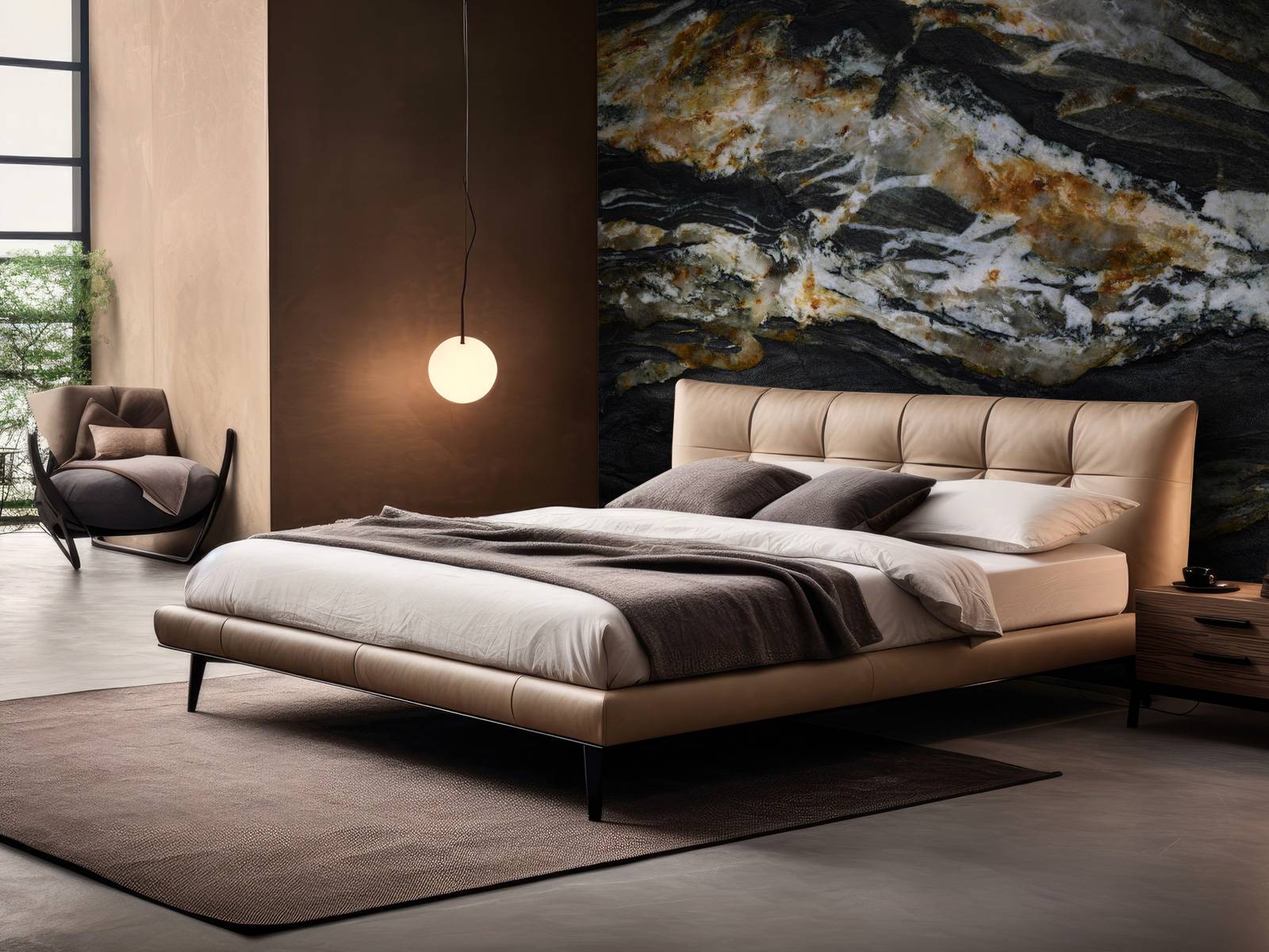 Svart marmor med relief