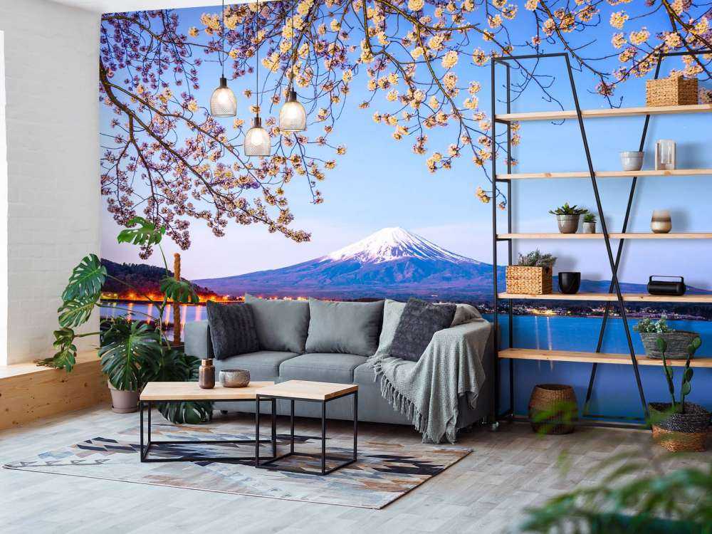 Mount Fuji vid vattenkanten