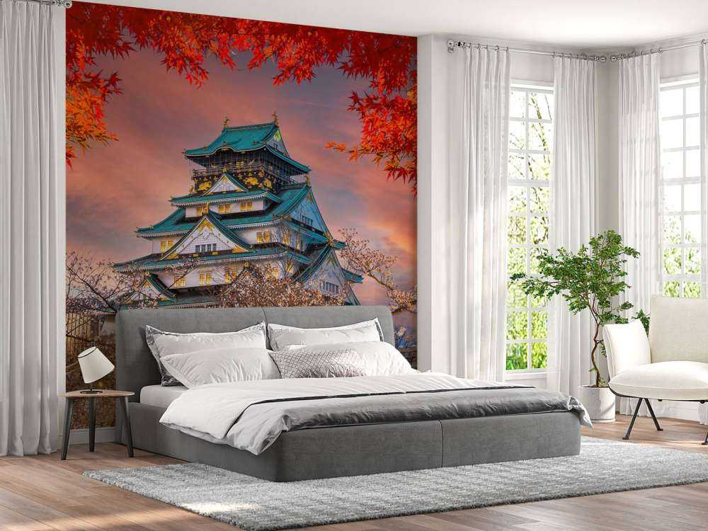 Osaka slott genom träden