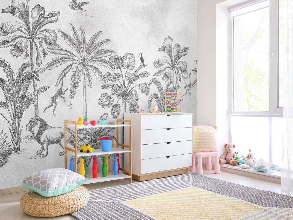 Tropiska djur djungel grå