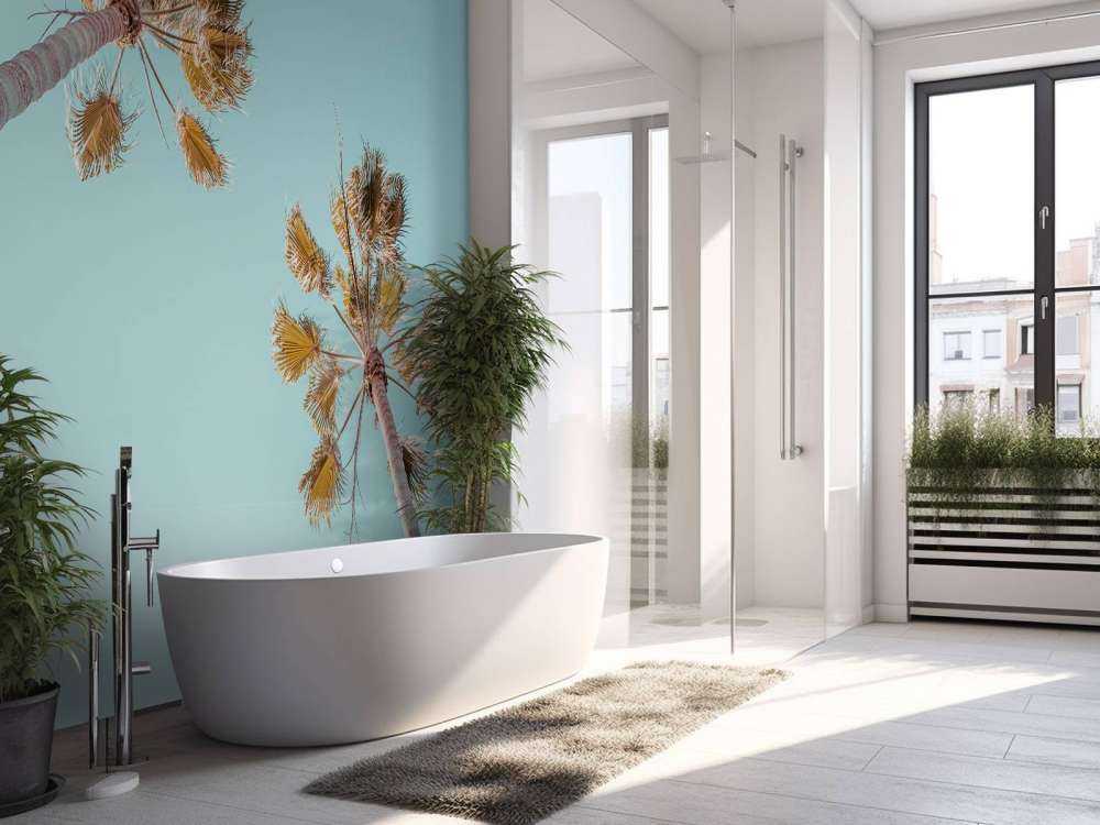 Palmer med blå himmel