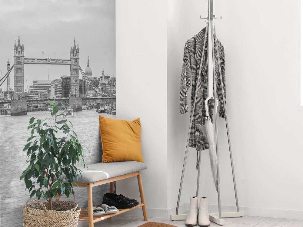 Stadsbild av London i svartvitt