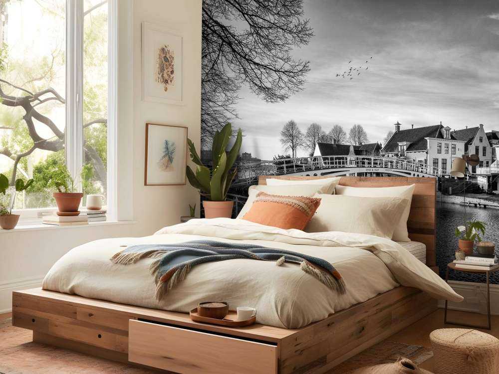 Den befästa staden Dokkum Bro över Klein Diep Friesland 