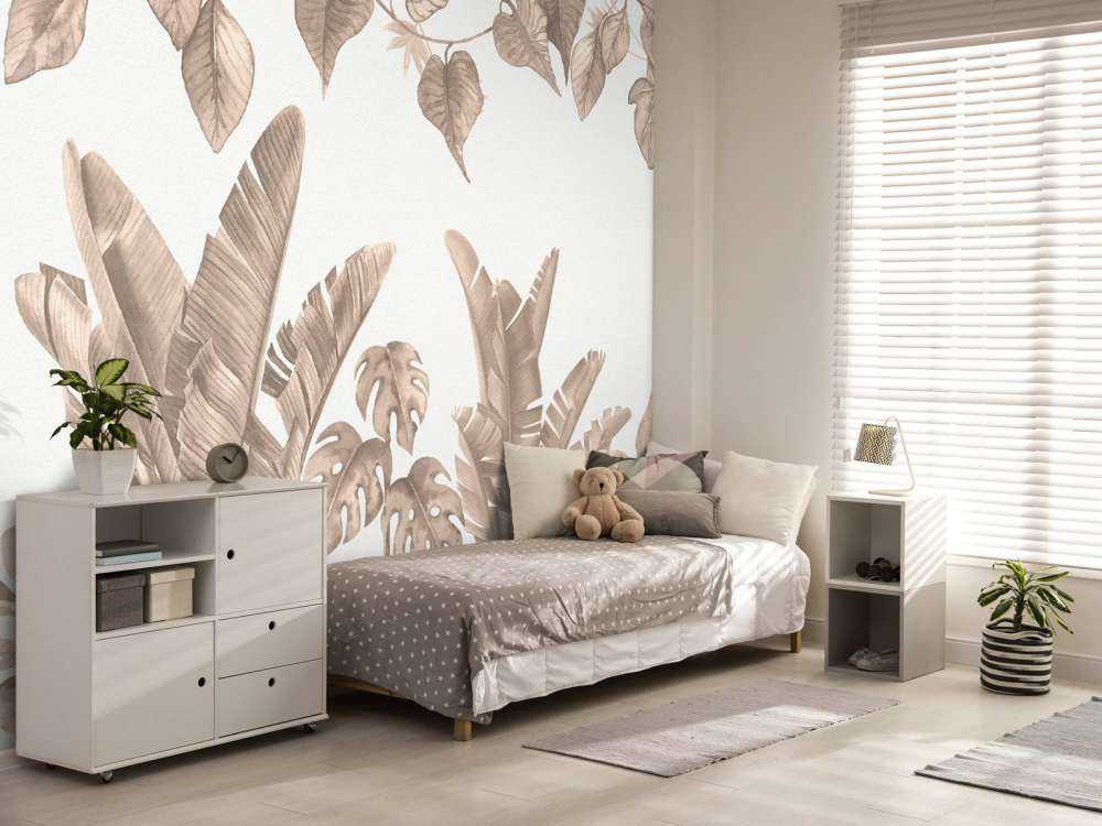 Jungle leaves i taupe