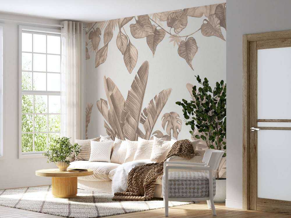 Jungle leaves i taupe