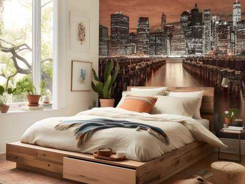 Manhattans skyline med vågbrytare