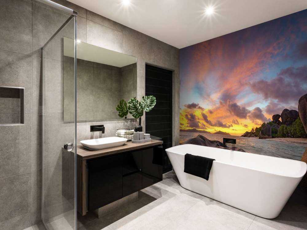 Solnedgång på tropisk strand