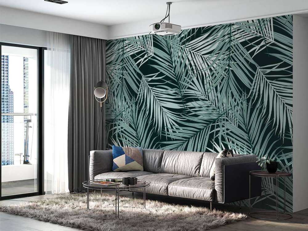 Tropiska blad på svart bakgrund