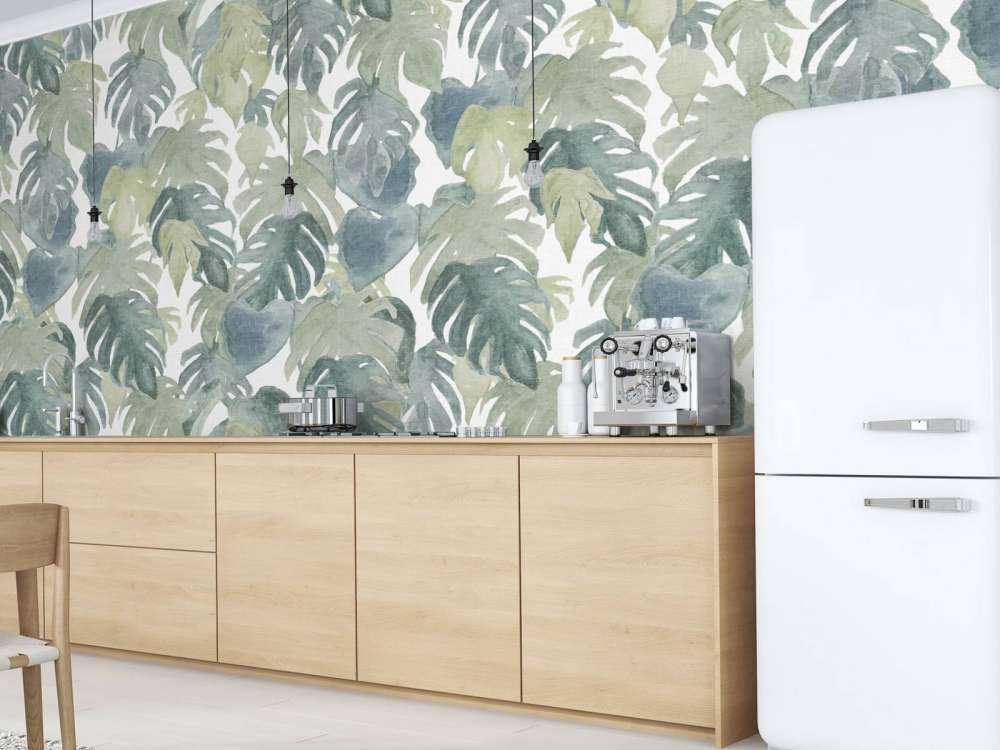 Tropiska palmer i akvarell