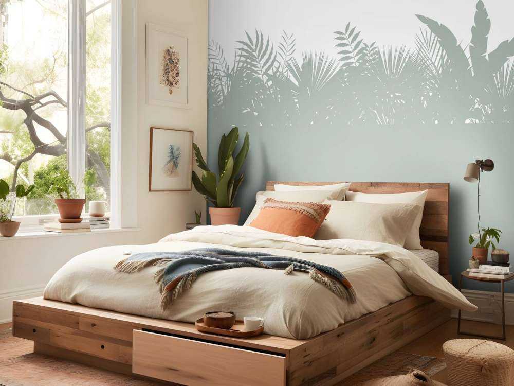 Silhuetter palmblad, ljusgröna