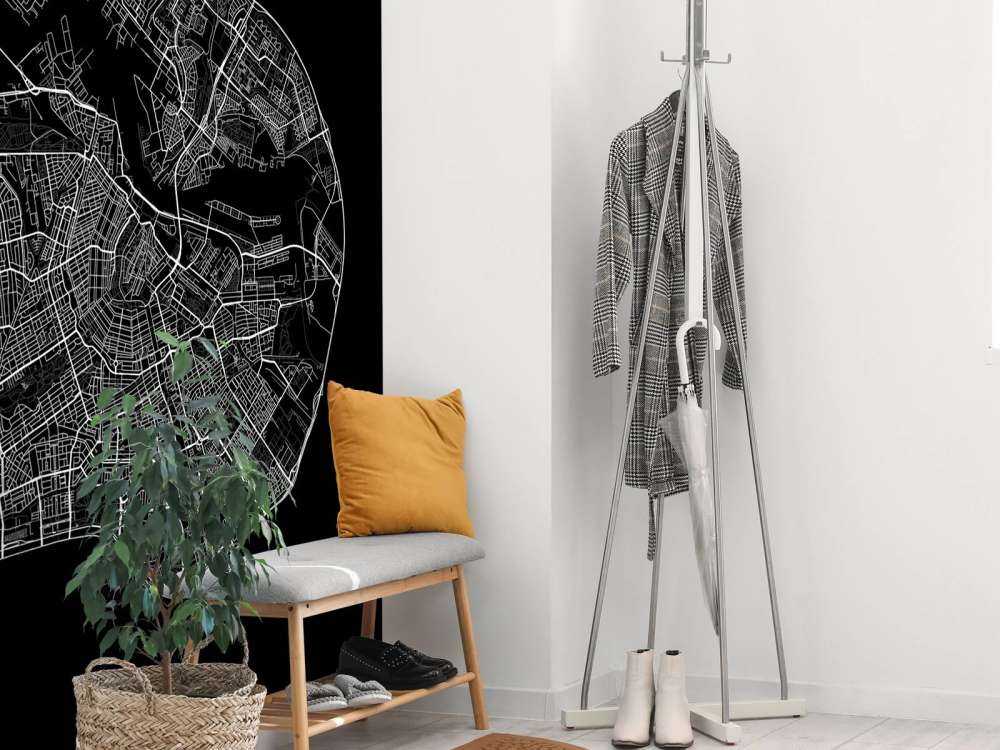 Karta över Amsterdam, svart