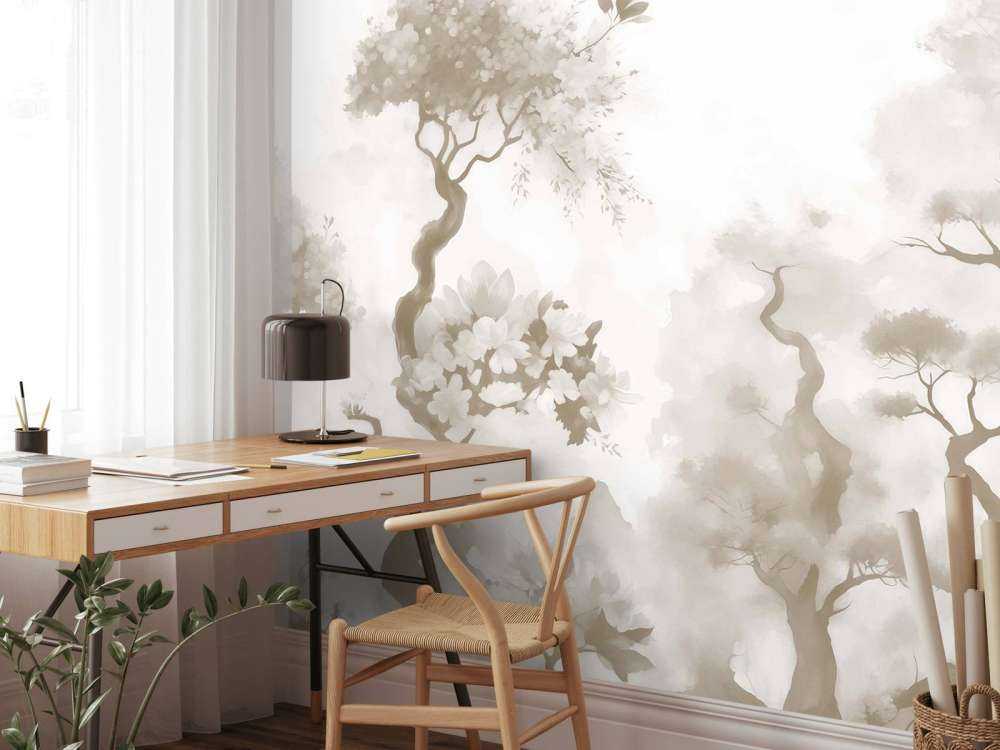 Blommande träd Grå