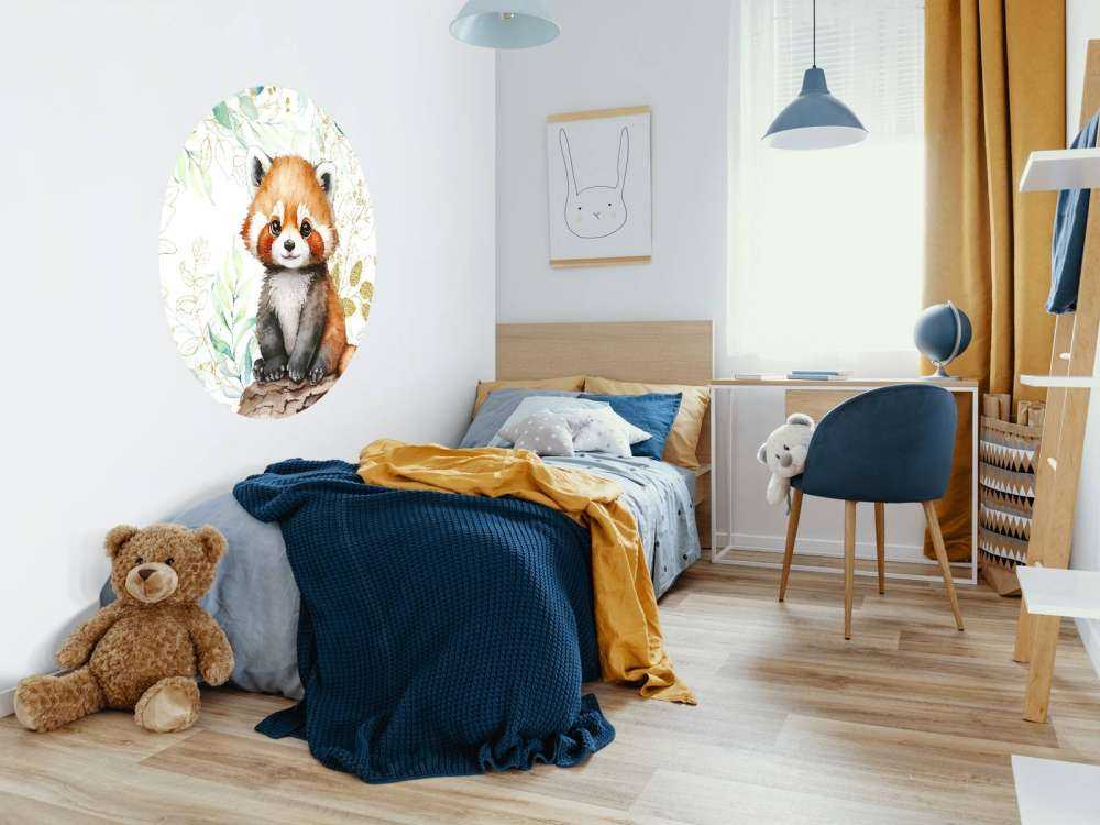 Söt röd panda och blad