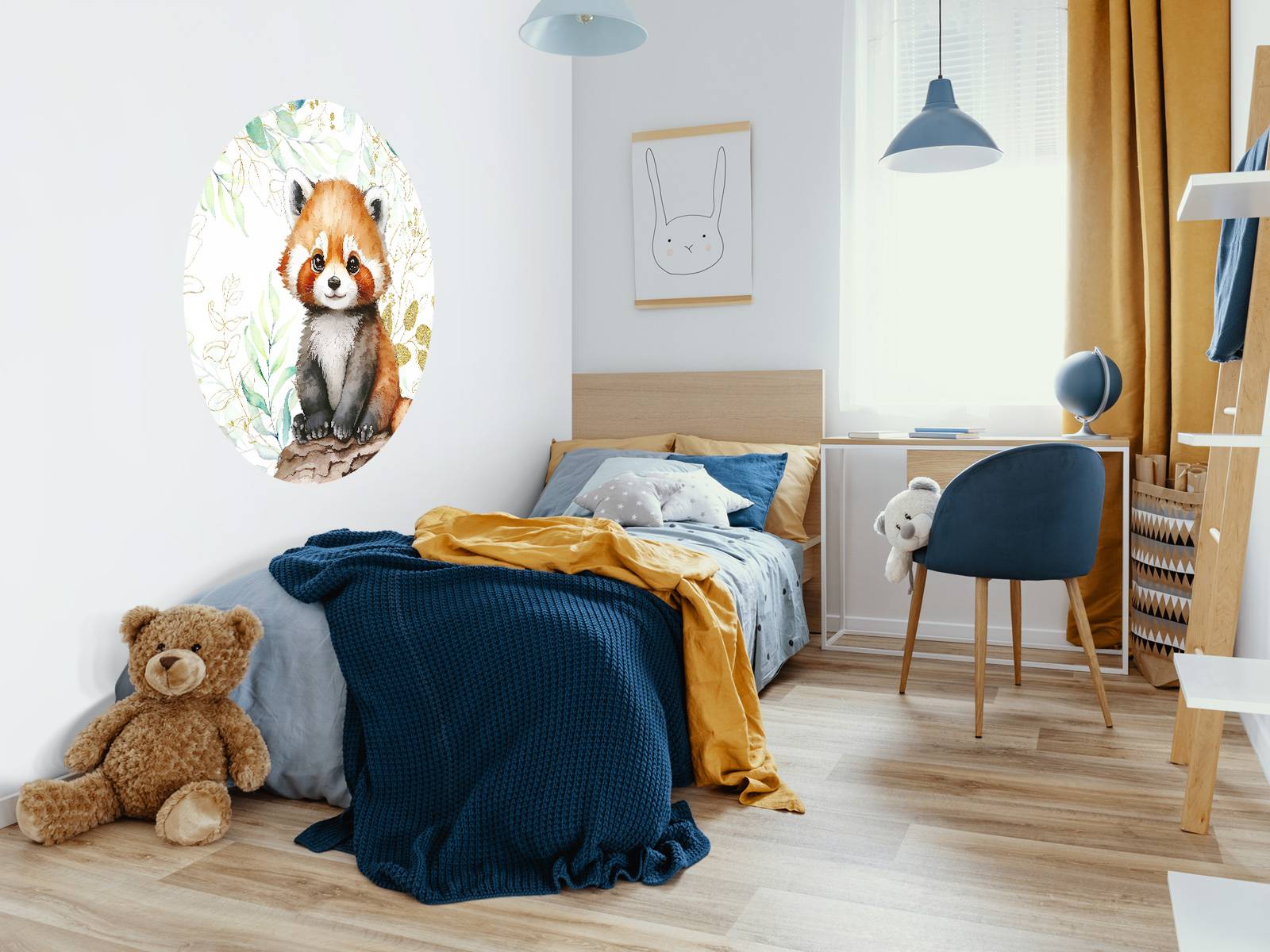 Söt röd panda och blad