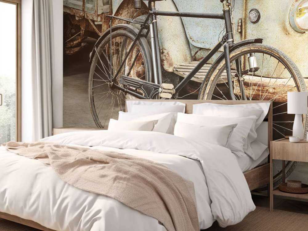 Retro gammal cykel med lastbil