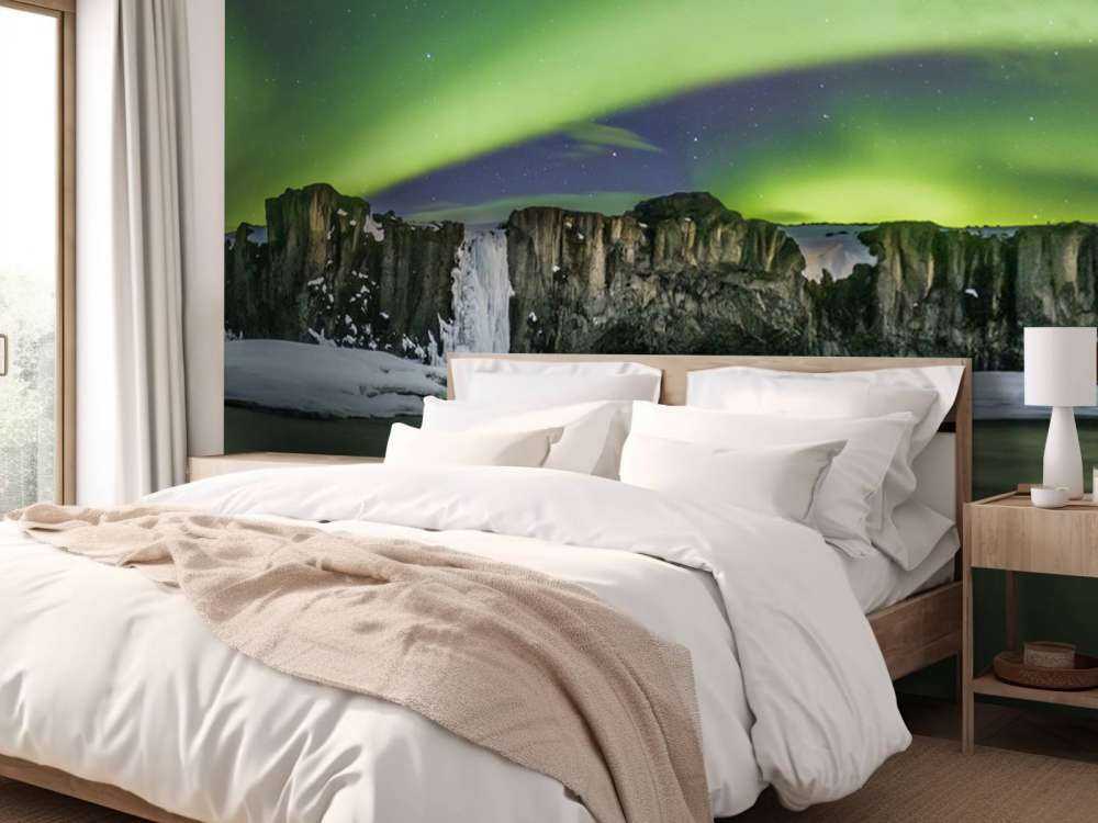 Panoramafoto av norrskenet