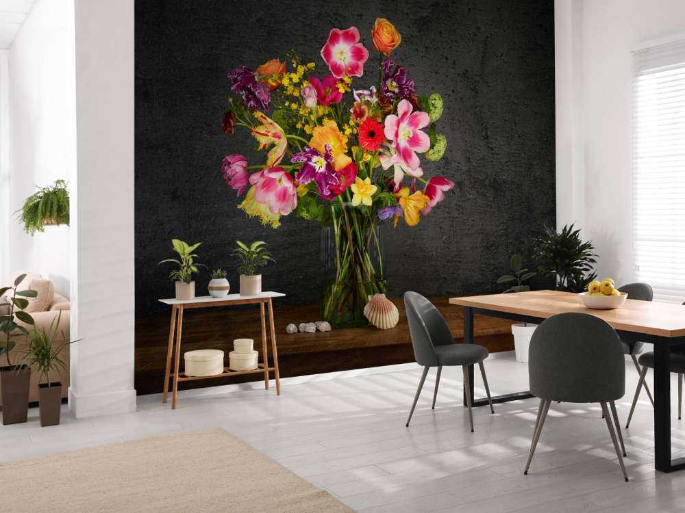 Färgglad bukett av blommor