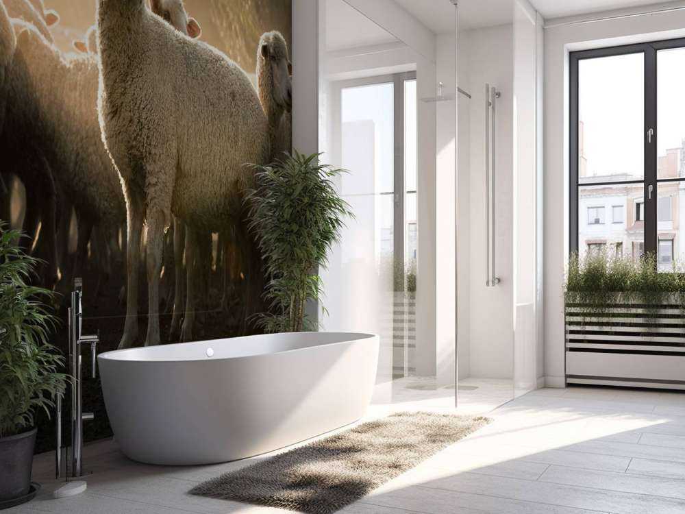 Fårflock med gyllene timme