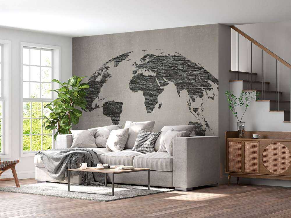 Världskarta mörka stenar