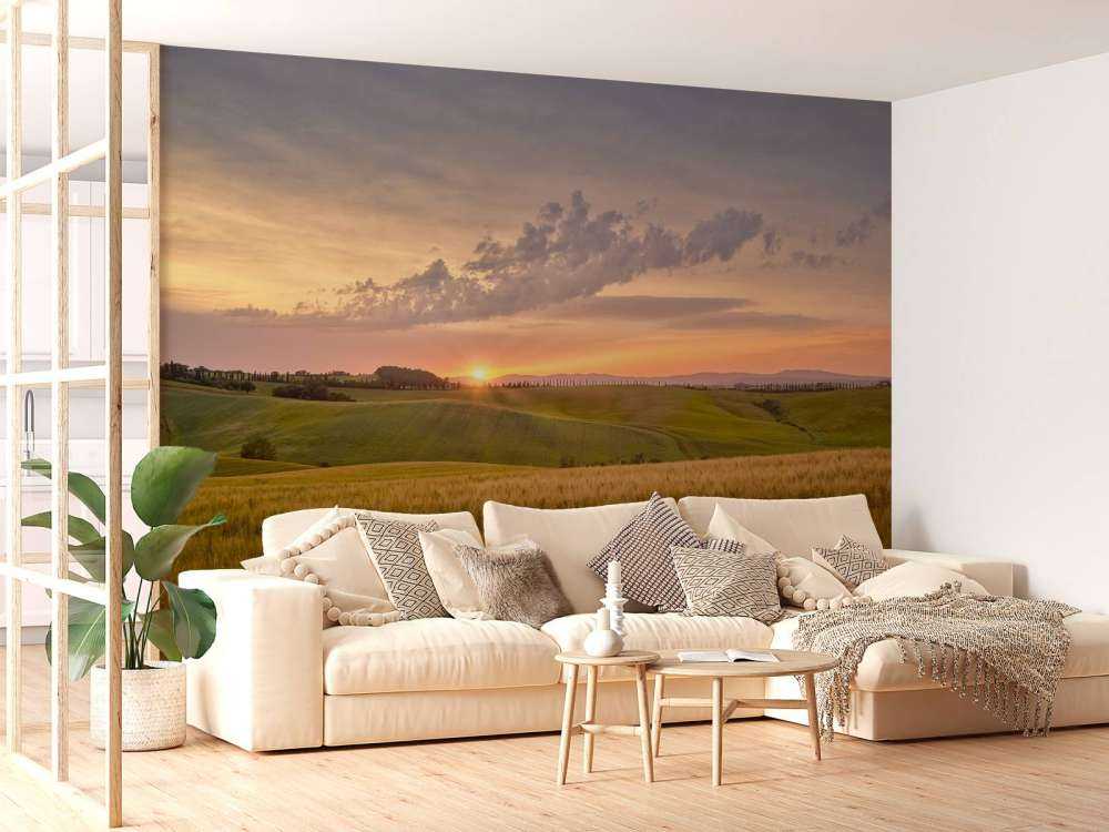 Solnedgang i italiensk landskab