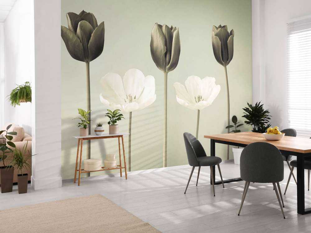 Tulipaner i en række