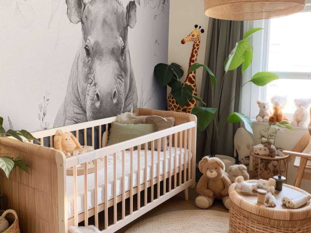 Flodhesteunge i den beige jungle