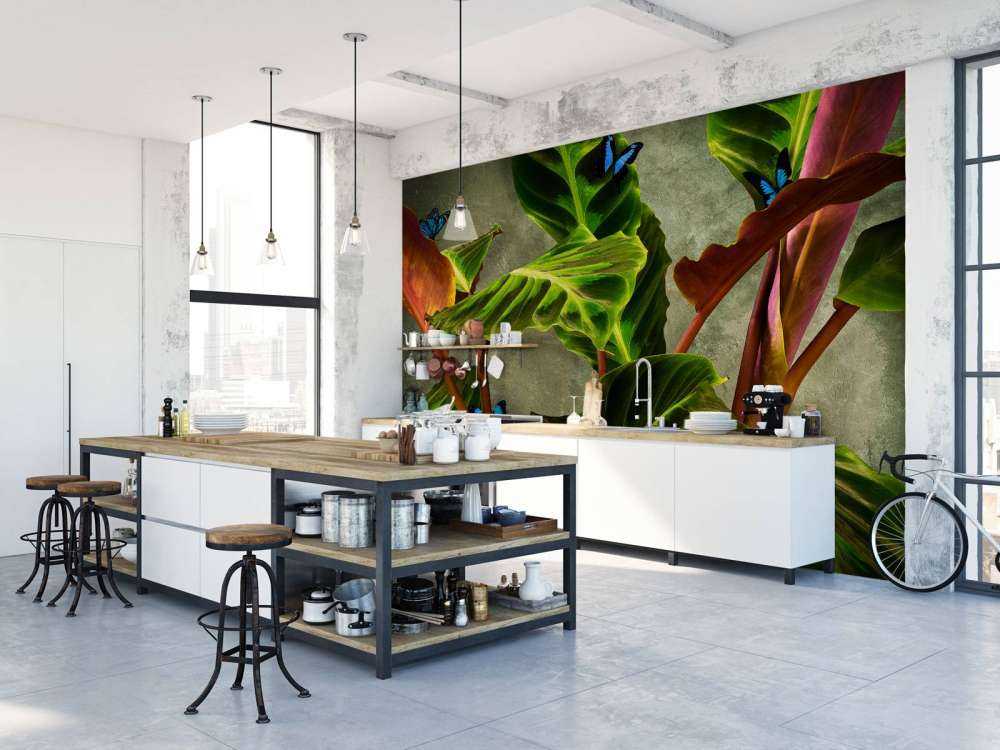 Grøn plante med sommerfugle