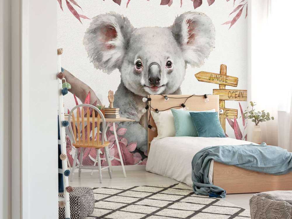 Baby koala i junglen lyserød