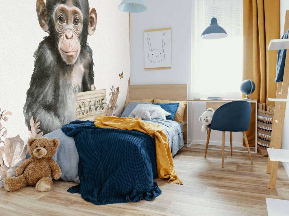 Baby-chimpanse i junglen taupe