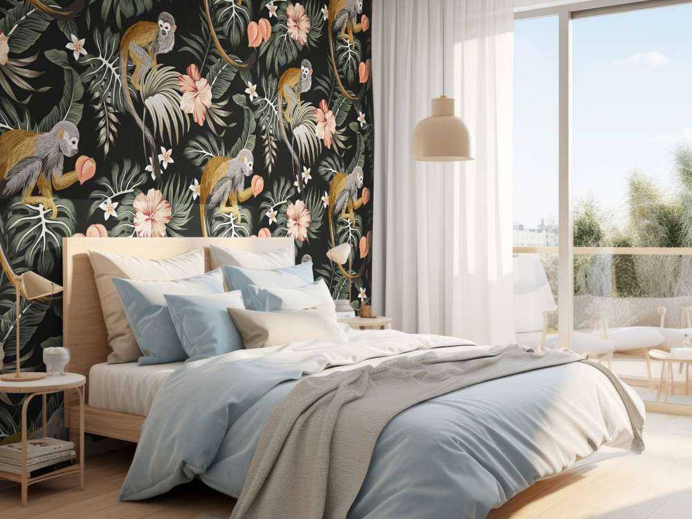 Tropiske blade med aber