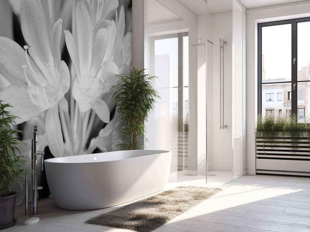 Blomster i blomst, sort og hvid