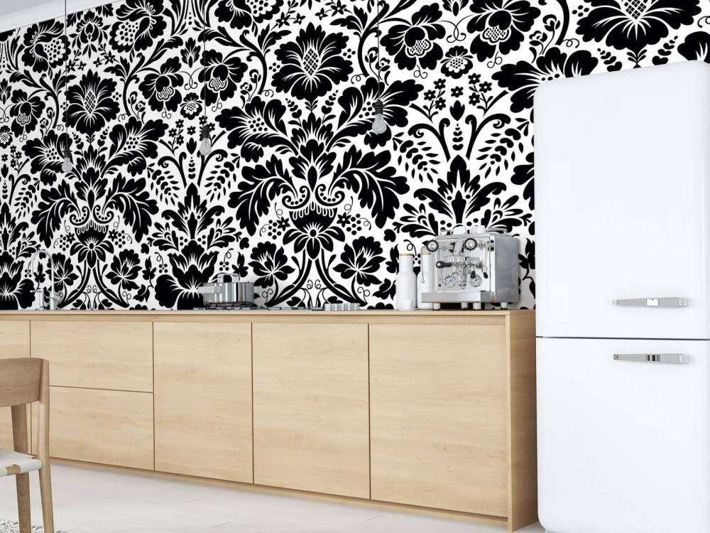 Damask sort og hvid