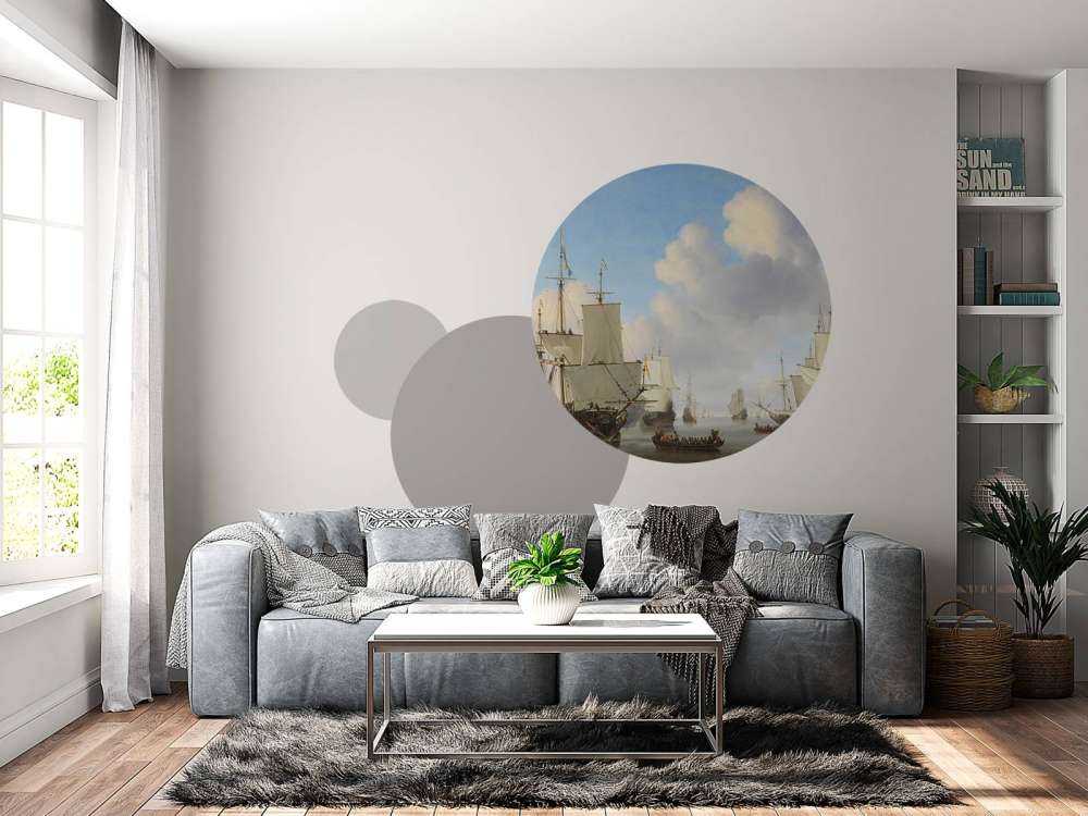 Fototapet Rijksmuseum. Hollandske skibe på et roligt hav.