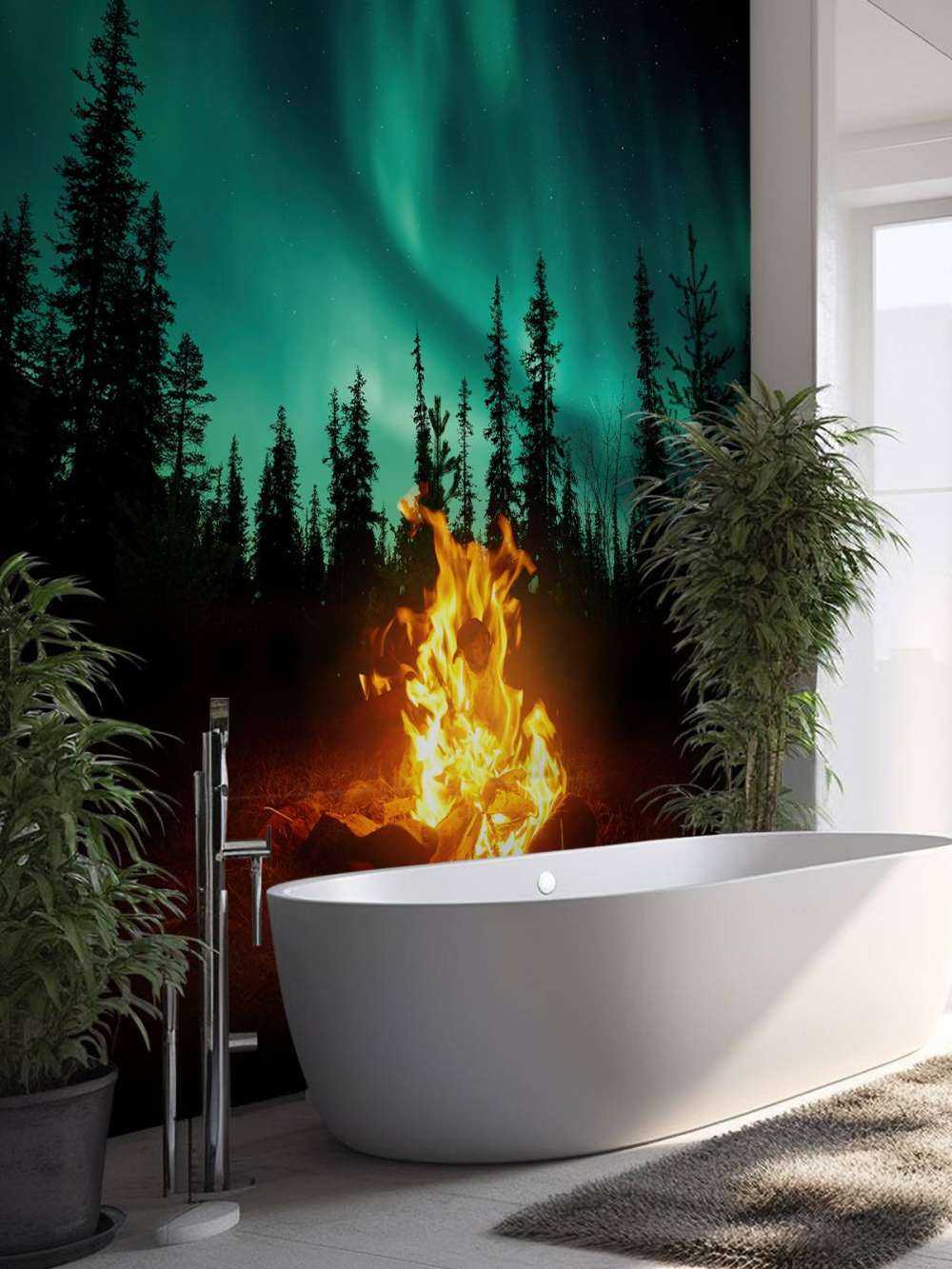 Lejrbål under nordlyset