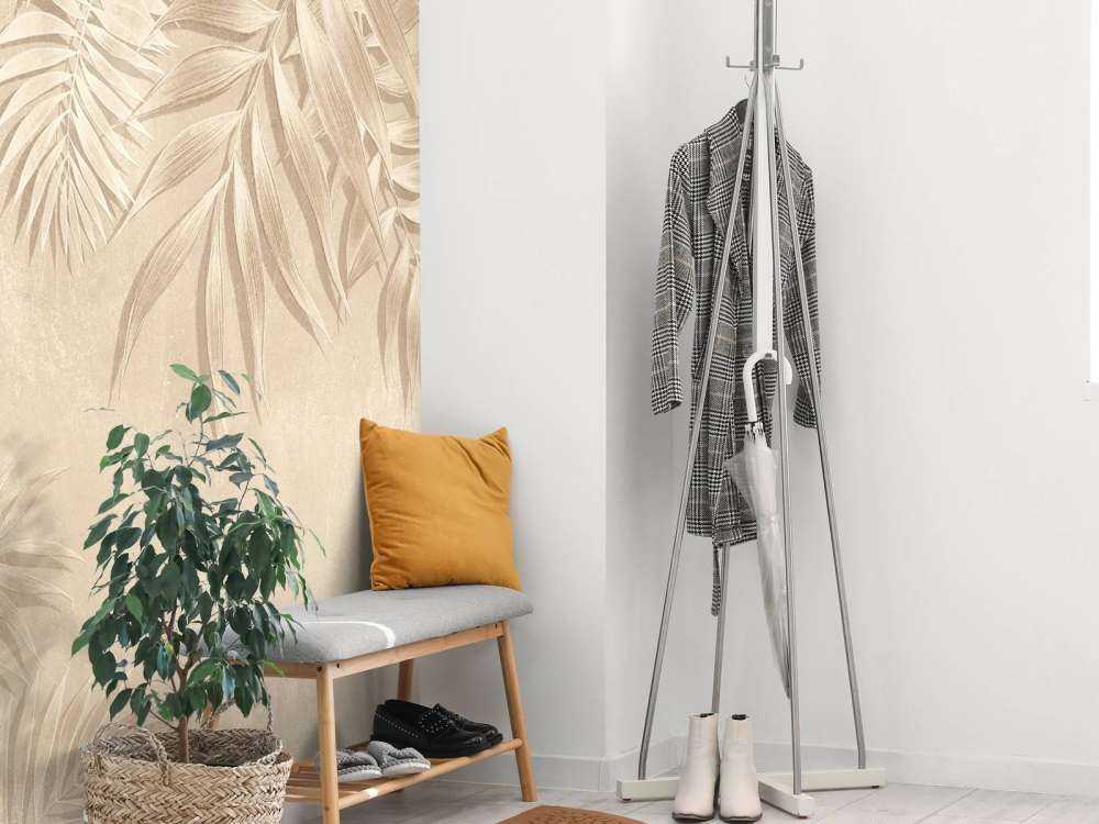 Strukturerede palmeblade, beige