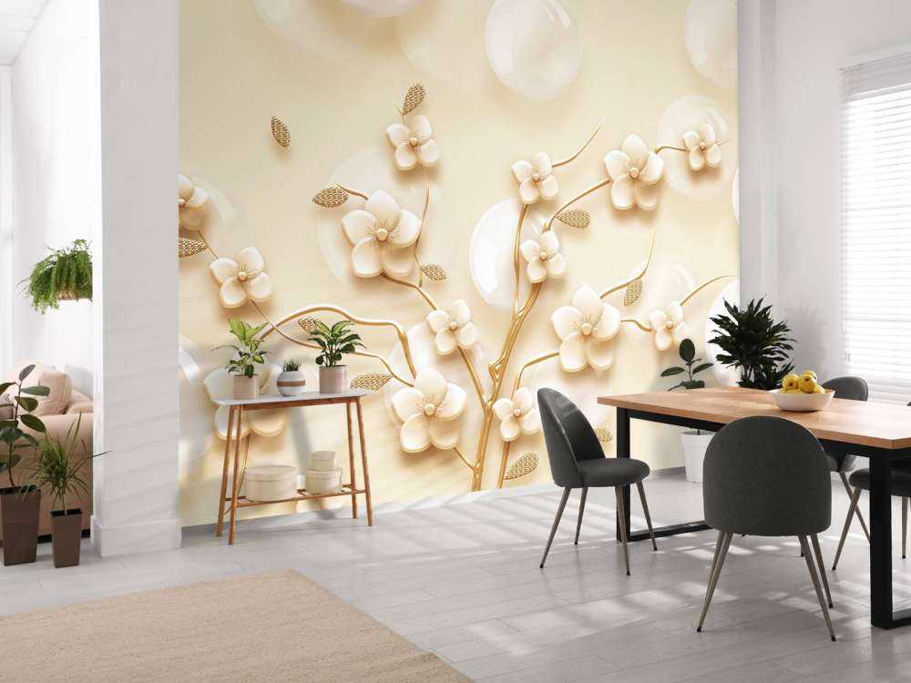 Gylden gren med blomster