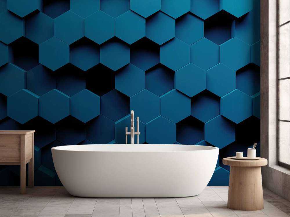 Mørkeblå Hexagons
