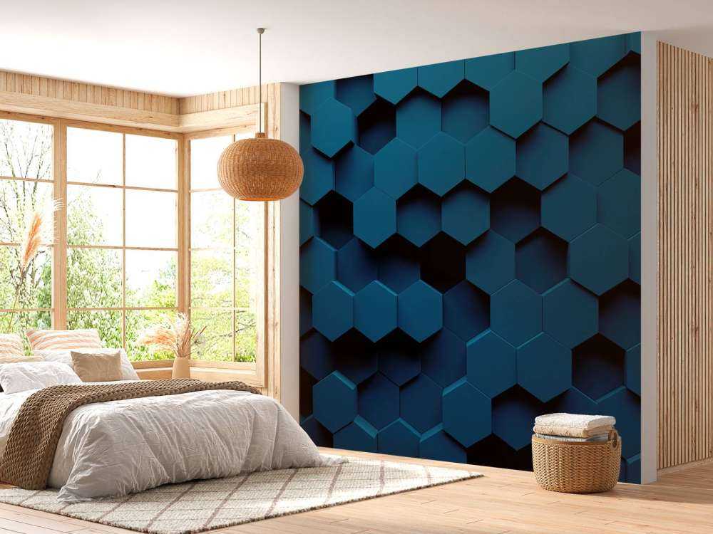 Mørkeblå Hexagons