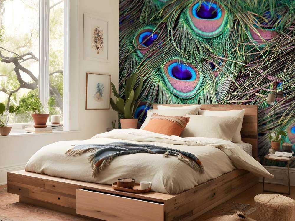 Nærbilde påfuglfjær