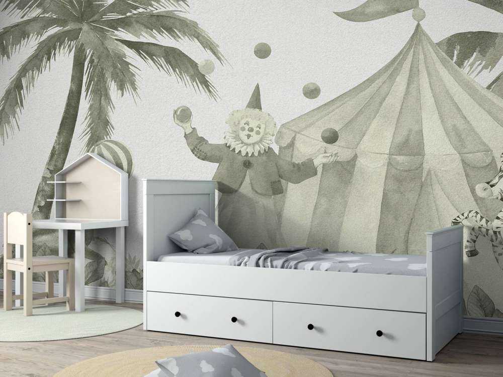 Glade sirkusdyr i grønt