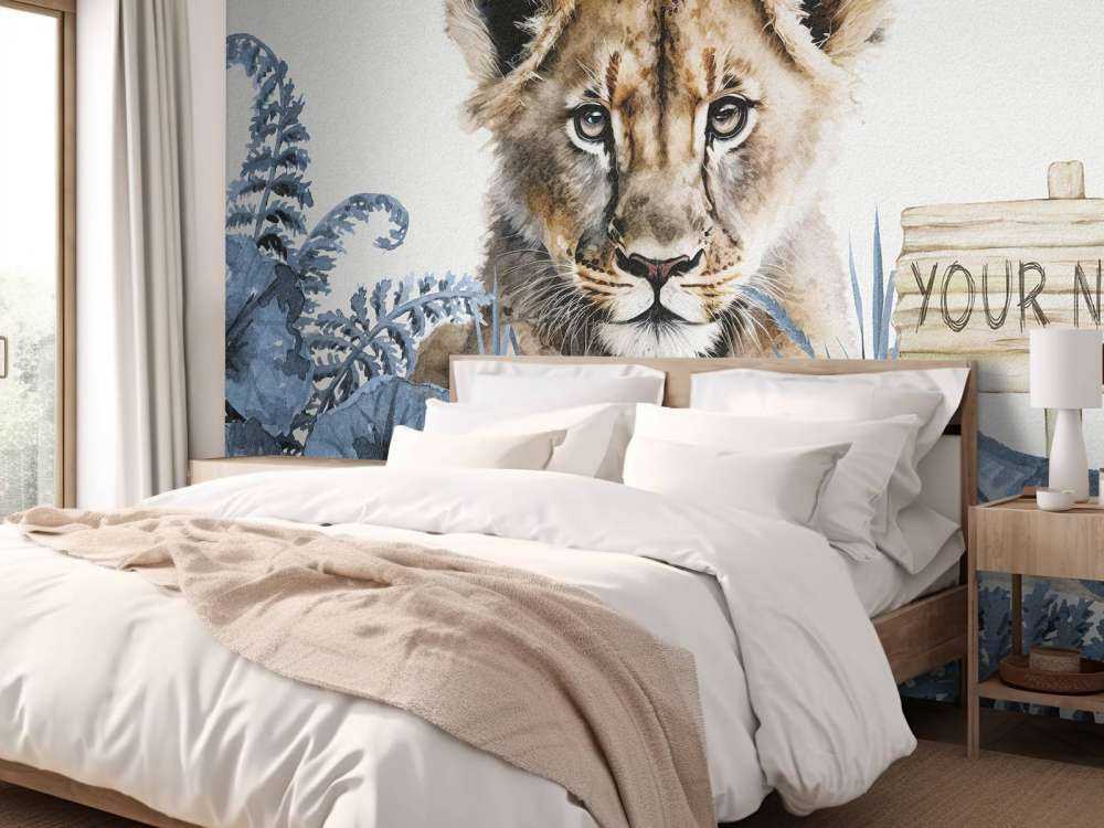 Ung løve i jungelen blå