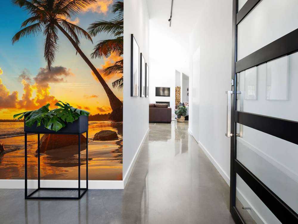 Solnedgang med palmer