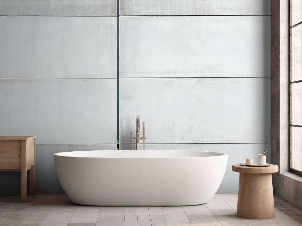 Vegg av betongplater