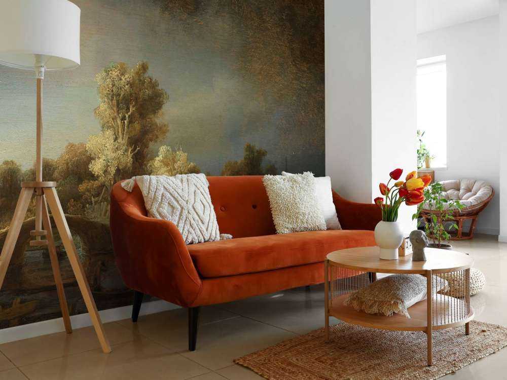 landskapp med steinbro